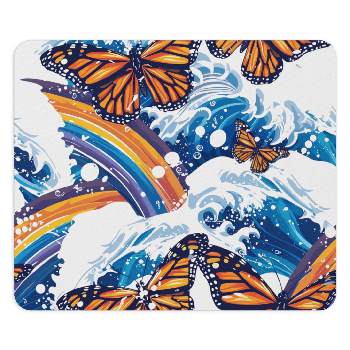 Rainbow Monarch Butterfly Mouse Pad